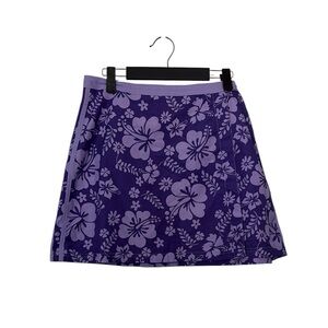 Y2K Vintage Tropical Floral Wrap Mini Skirt 12 Coconut Girl Beach Pool Vacation